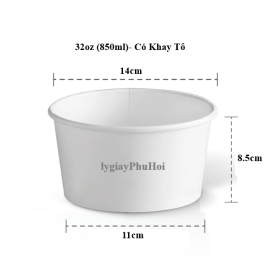 Tô giấy 32oz (850ml)- Có khay 2 tầng