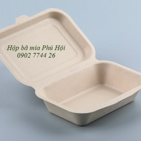 Hộp bã mía 1 ngăn nắp liền 600ml