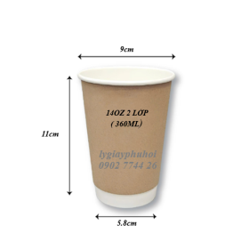 Ly giấy kraft 14oz 360ml 2 lớp