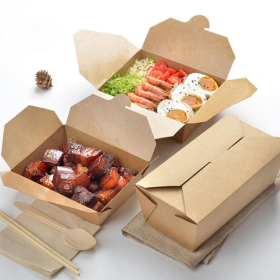Hộp giấy Kraft nắp gài đựng thức ăn