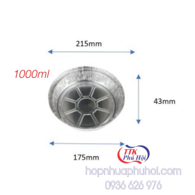 Khay nhôm tròn 1000ml đường kính 21.5cm