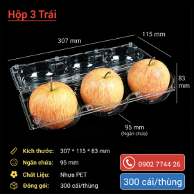 HỘP NHỰA ĐỰNG 3 TRÁI TÁO