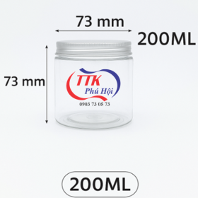 Hũ nhựa nắp nhôm vặn 200ml đựng cà phê xay, bột cacao