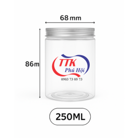 Hũ nhựa nắp nhôm vặn 250ml đựng tỏi phi, ngũ vị hương