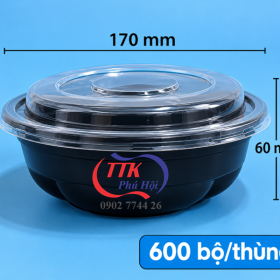 Tô nhựa đựng bún, phở đế đen 750ml