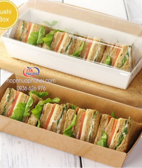 Mua hộp giấy nắp trong đựng sushi, bánh bông lan trứng muối ở đâu tp HCM?
