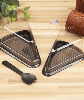Hộp bánh tam giác - hộp bánh tam giác đế đen đựng bánh ngọt, tiramisu