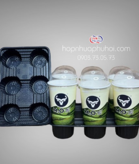 Khay nhựa đựng ly 6 ngăn mang đi 