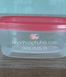 Hộp nhựa nhỏ hình chữ nhật nắp đỏ 