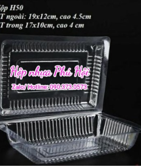 Hộp nhựa H30, H50, H55 đựng bánh su kem, bánh bột lọc, cơm cuộn, rau mầm