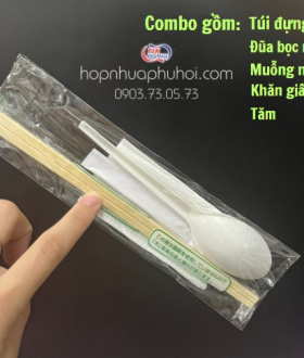 Combo muỗng đũa tăm giấy giá rẻ HCM (đũa bọc màng)