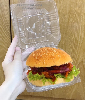 Nâng cao hiệu quả kinh doanh xôi mặn, hambuger với mẫu hộp nhựa vuông trong