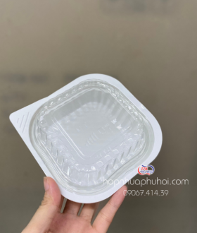 Hộp nhựa 1 ngăn vuông HT12  trắng đựng xôi, hamburger an toàn, tiện lợi