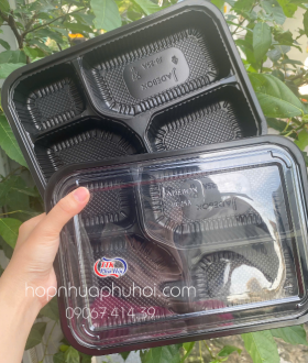 Hộp Nhựa 4 Ngăn HT25A Jadebox – Giải Pháp Bao Bì Tiện Lợi  Và Chuyên Nghiệp Cho Suất Ăn 
