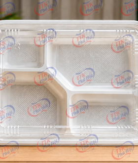 Hộp cơm 4 ngăn dùng một lần trắng
