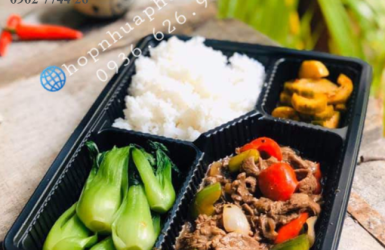 Hộp cơm đế đen nắp trong 4 ngăn JB25