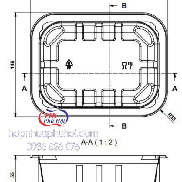 Khay nhựa đen đựng thịt seal màng