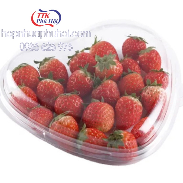 Hộp nhựa đựng dâu tây hình trái tim