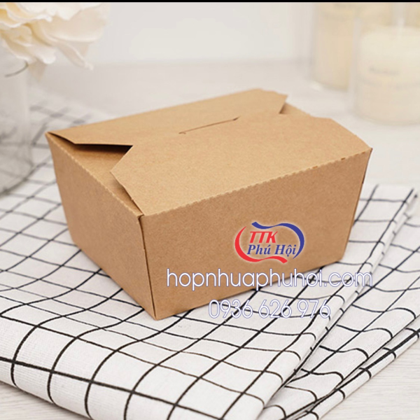 Hộp giấy Kraft nắp gài đựng thức ăn