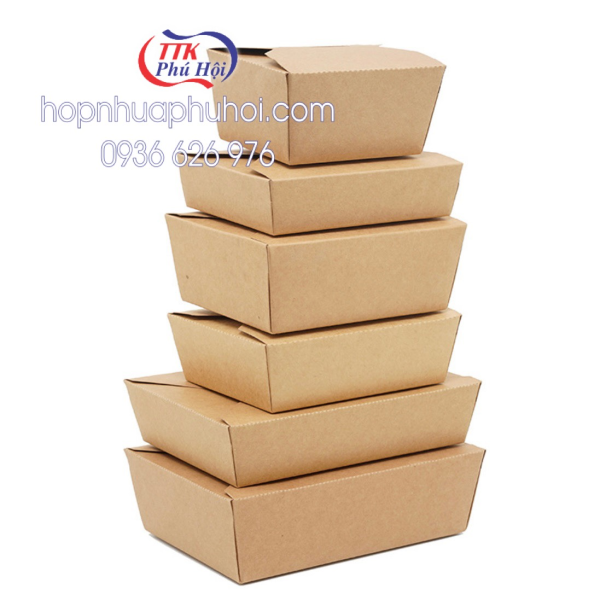 Hộp giấy Kraft nắp gài đựng thức ăn