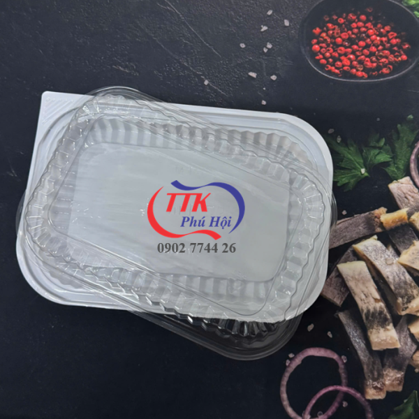 Hộp đựng thực phẩm trắng 1 ngăn – HT203
