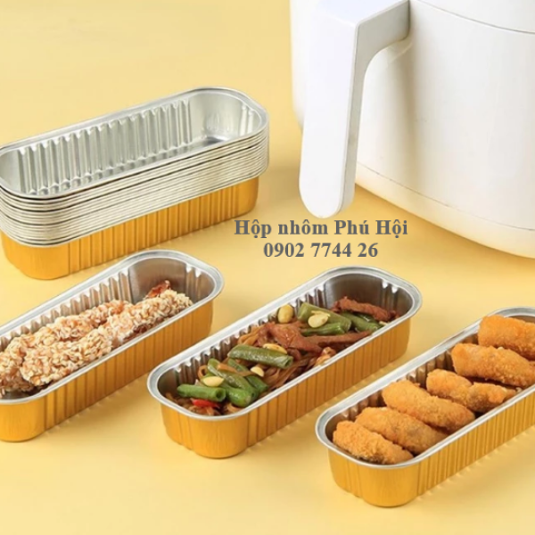 Hộp nhôm, khay nhôm dài màu vàng 200ml