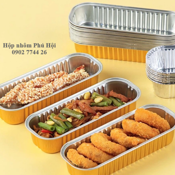 Hộp nhôm, khay nhôm dài màu vàng 200ml