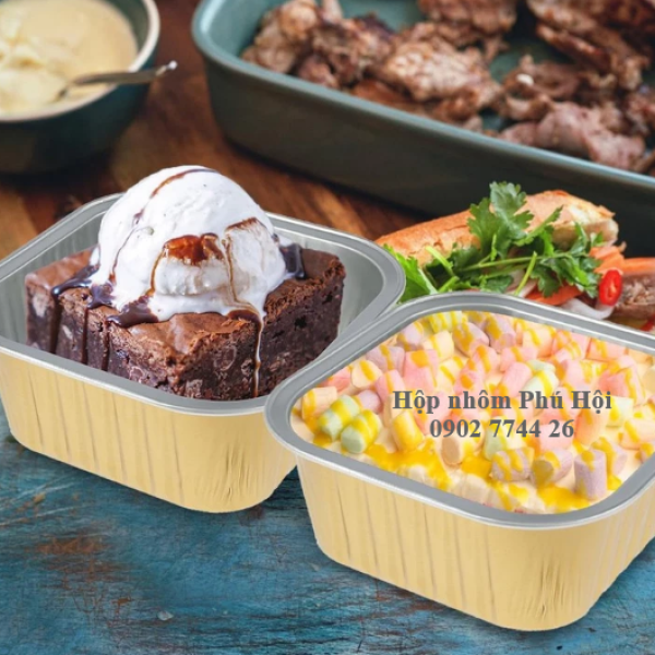 Hộp nhôm, khay nhôm màu vàng 125ml