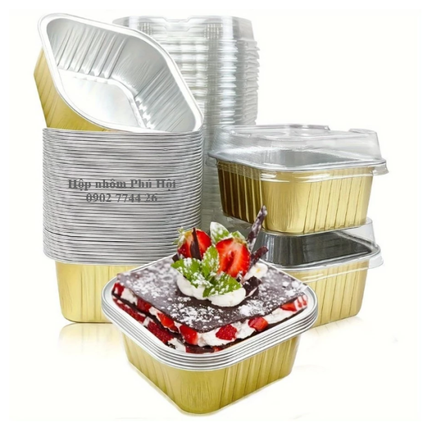 Hộp nhôm, khay nhôm màu vàng 125ml