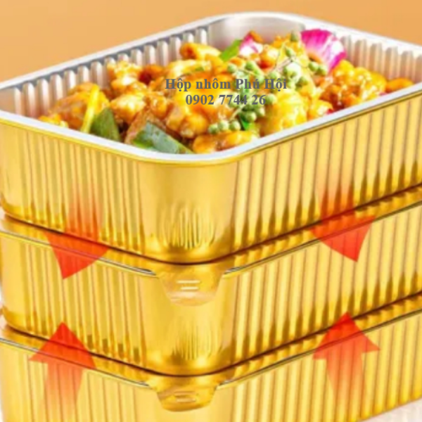 Hộp nhôm, khay nhôm màu vàng 750ml