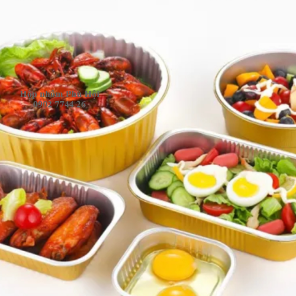 Hộp nhôm, khay nhôm màu vàng 750ml