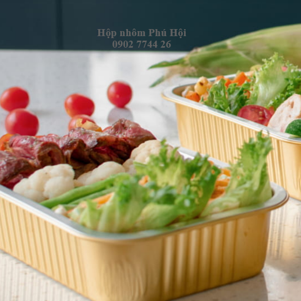 Hộp nhôm, khay nhôm màu vàng 350ml