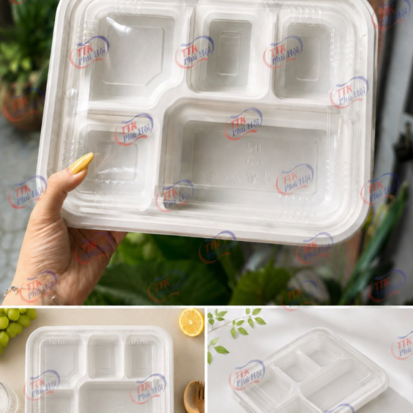 Hộp nhựa 4 ngăn trắng PHT4