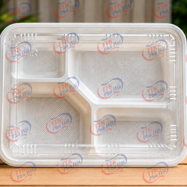 Hộp nhựa 4 ngăn trắng PHT4