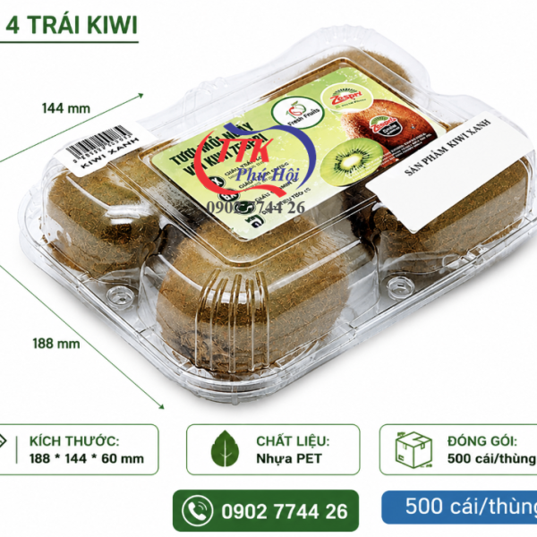 Hộp nhựa đựng 4 trái kiwi cao cấp