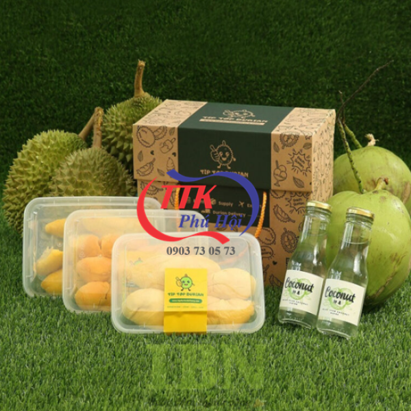 Hộp nhựa trong nắp liền đựng sầu riêng