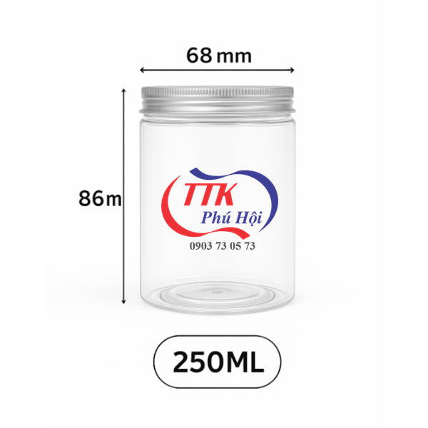 Hũ nhựa nắp nhôm vặn 250ml đựng tỏi phi, ngũ vị hương