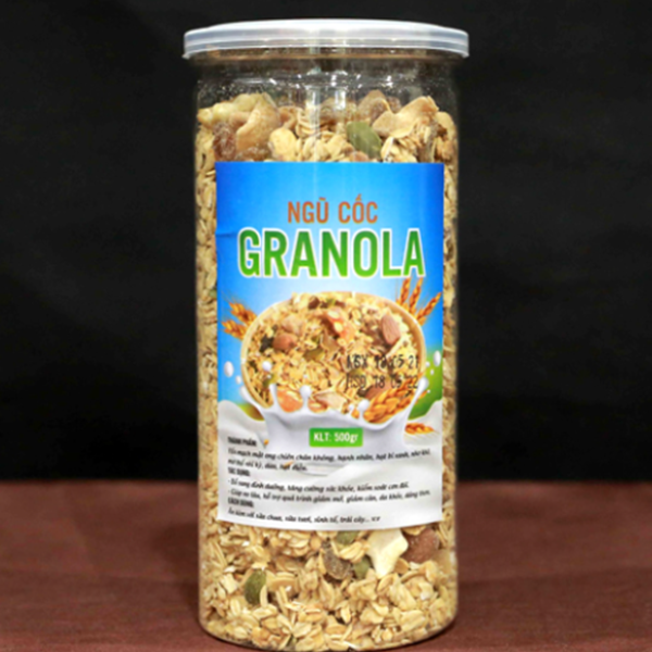 Hũ nhựa nắp nhôm vặn 300ml đựng granola, yến mạch