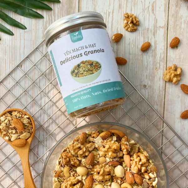 Hũ nhựa nắp nhôm vặn 300ml đựng granola, yến mạch