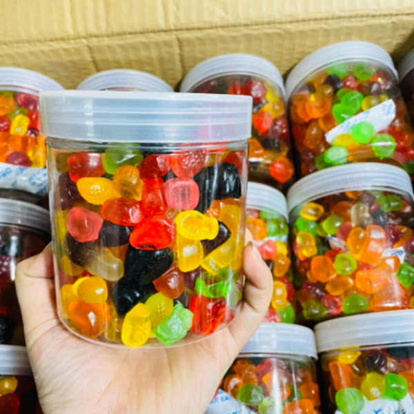 Hũ nhựa nắp nhôm xé đựng kẹo dẻo