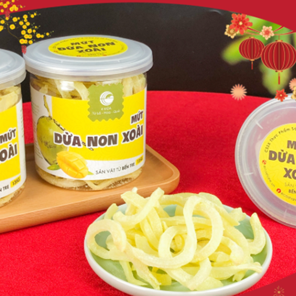 Hũ nhựa nắp nhôm xé đựng mứt dừa