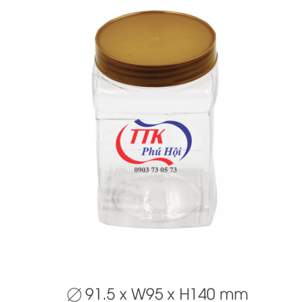 Hũ nhựa nắp nhựa đựng kẹo dẻo, kẹo me