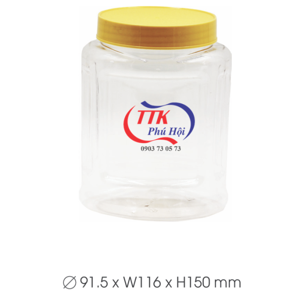 Hũ nhựa nắp nhựa đựng kẹo dẻo, kẹo me