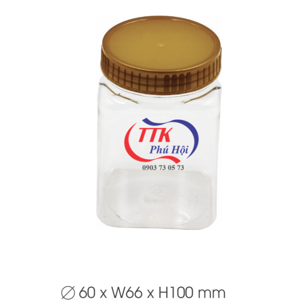 Hũ nhựa nắp nhựa đựng kẹo dẻo, kẹo me