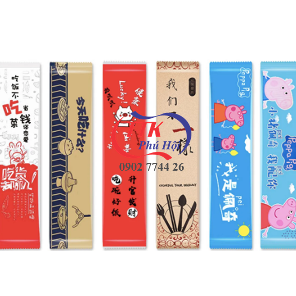 In túi combo muỗng đũa tăm giấy dùng 1 lần