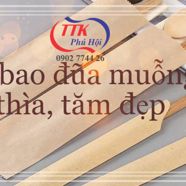 In túi giấy đựng bộ muỗng đũa tăm
