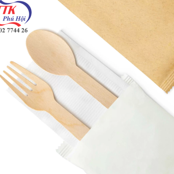 In vỏ combo muỗng đũa tăm giấy nhà hàng
