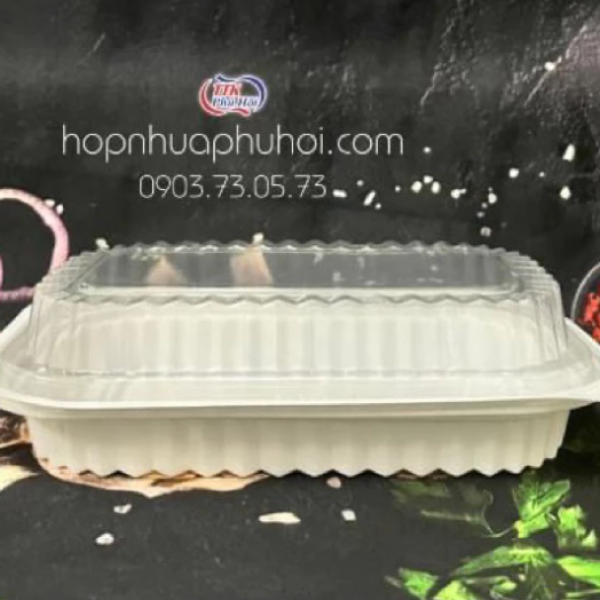 Khay nhựa đựng cơm 1 ngăn trắng