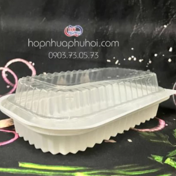 Khay nhựa đựng cơm 1 ngăn trắng