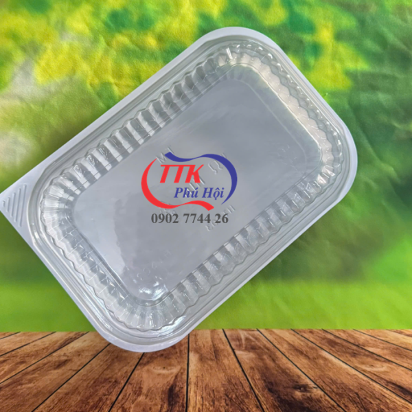 Khay nhựa đựng cơm 1 ngăn trắng lớn